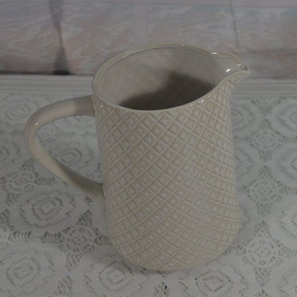 Ceramic Textured Pitcher 8” Tall Cream, New Without Tags - Picture 3 of 4
